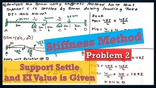 Problem 2 Stiffness Method  Support Settle and EI Value is Given [upl. by Axe]