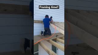 Framing the ceiling and roof 2x6 pine boards DIY Patio Build [upl. by Malik]