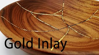 Woodturning  Gold Inlay [upl. by Nomelihp]