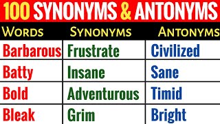 Synonyms and Antonyms  Most Useful Synonyms and Antonyms  English Vocabulary [upl. by Jegar]