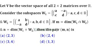 dimension of sum of two subspaces dimw1w2dimw1dimw2dimw1∩w2 iit jam 2013 linear algebra [upl. by Ahseem12]