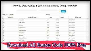 How to Date Range Search in Datatables using PHP Ajax  Filter date range  Data filter [upl. by Tillman]