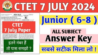 CTET 7 JULY PAPER2 ANSWER KEY  CTET ANSWER KEY  CTET JULY 2024 FULL SOLVED PAPER [upl. by Asselam892]