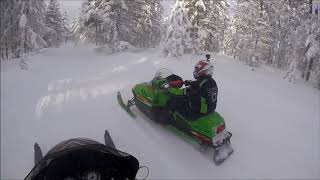 Snowmobiling Trail 8 in Michigan UP tailgunner view [upl. by Keeler889]