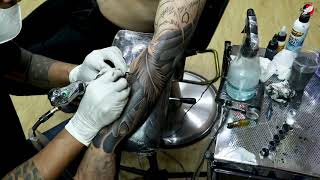 Phonix Part  Freehand Tattoo Oriental BlackampGray [upl. by Eilahtan]