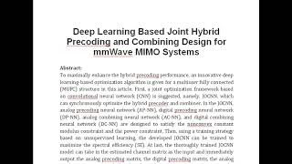 Deep Learning Based Joint Hybrid Precoding and Combining Design for mmWave MIMO Systems [upl. by Hillari]