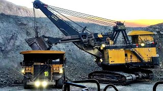 Large Shovel PampH 4100 XPC and PampH 2100 Loading Dump Truck [upl. by Adihahs]