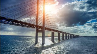 Crossing the Oresund Bridge DenmarkSweden [upl. by Adarbil]