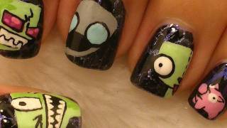 Invader Zim Nail Art  Diseño de Invasor Zim [upl. by Id]