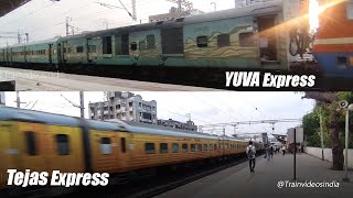 IRCTC Tejas Express  YUVA Express  Tiruvantpuram TVCNZM Trains  traincrossing  IR [upl. by Alet]