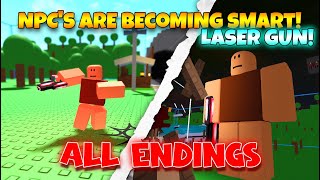 NPCs are becoming smart Laser Gun  All Endings Roblox [upl. by Beatrisa]