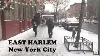 Light Snow on East 116th Street East Harlem “El Barrio” Manhattan [upl. by Nylorac285]