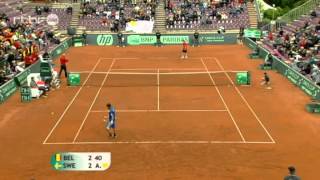 Dramatic exchange between Goffin and Vinciguerra  Davis Cup  BelgiumSweden 2012  RTBF [upl. by Amling110]