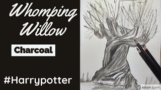 Whomping Willow  Charcoal Pencil  Harry Potter [upl. by Nalrah694]