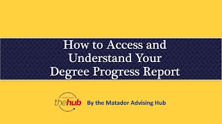 Accessing your Degree Progress Report DPR [upl. by Aneelehs498]