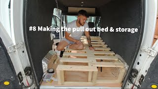 8  Ford Transit Connect Camper Conversion  Making the pull out bed  And leisure battery storage [upl. by Poirer]