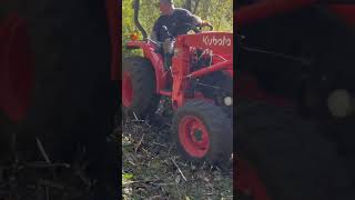 Out Land Clearing with a bush hogbrush cutter and a Kubota L2502 ￼￼ [upl. by Nohtiek]