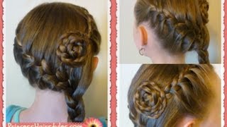 Side Swept French Braid Flower Hairstyle Medium Long Hairstyles Hair Tutorial [upl. by Keller]