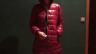 FooTheresa zipping up red Moncler winter coat Amateur girl dressing [upl. by Margarette]