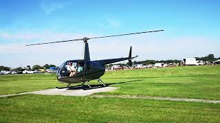 Robinson R44 helicopter takeoff after a difficult startup [upl. by Sewel209]