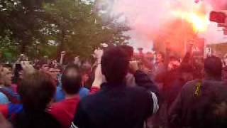 Palace Protest 310510  Holmesdale Fanatics arrive [upl. by Arramahs]