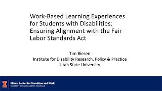 WorkBased Learning Experiences for Students with Disabilities [upl. by Colly]