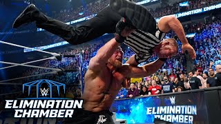 Brock Lesnar F5s EVERYBODY WWE Elimination Chamber 2023 highlights [upl. by Nnyletak171]