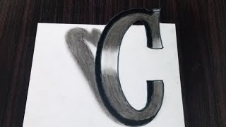 C LETTER 3D DRAWING TUTORIAL  OPTICAL ILLUSION 🤯 STEP BY STEP 3D DRAWING TUTORIAL [upl. by Druce248]