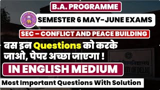 Conflict and peace building political science sec most important questions with answer semester 6 [upl. by Irrol160]