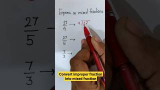 Convert Improper fraction into mixed fraction fractions maths class6 [upl. by Retha180]