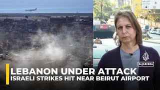 Israeli strikes hit near Beirut airport Lebanon accuses Israel of escalating aggression [upl. by Vikki]