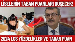 LGS yüzdekileri ve liselerin taban puanları DÜŞECEK Ne kadar düşecek LGS 2024 [upl. by Clio]