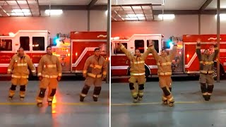 Firefighters Celebrate Nurses With Choreographed Dance [upl. by Naliorf]