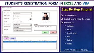 How to Create Registration Form With Image in Excel and VBA  Step By Step Tutorial [upl. by Orutra]