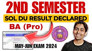 2nd Semester BA Programme Result Out MayJun Exam 2024  BA Result Declared 2024 SOL DUSecond Sem [upl. by Romito]