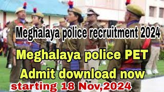 Meghalaya police PET exam starting 18 Nov 2024 [upl. by Airbmat]