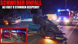 SCHWERER UNFALL AUF DER A3  4 PKW beteiligt  4 Verletzte  Großes Trümmerfeld  Langenfeld [upl. by Sahc802]