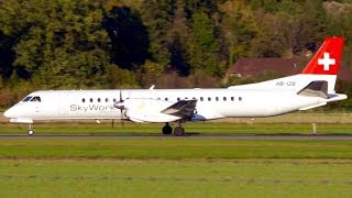 SkyWork Saab 2000  Spectacular Mountain View Approach [upl. by Bourne]