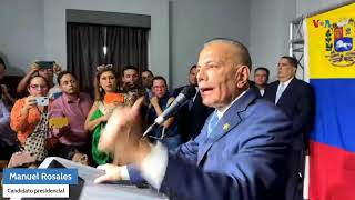 Manuel Rosales se pronuncia tras presentar su candidatura presidencial en Venezuela [upl. by Dupin869]