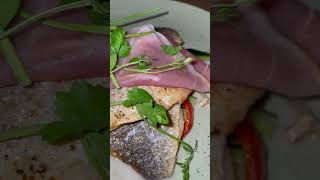 Yummy Pan Seared Fish with Vegetables amp Smoked Ham Fresh Salad trending food viralvideo shorts [upl. by Enitnatsnoc645]