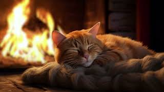 Cozy Purring Cat ASMR  Peaceful Evening Fireplace and Gentle Purr [upl. by Sergio]