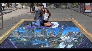 3D ALADDIN Street Art Takes New York City on a Magic Carpet Ride [upl. by Mchail]