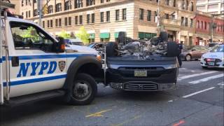 FDNY RESPONDING amp OPERATING WITH THE NYPD AT A TBONE MVA WITH A ROLLOVER IN MANHATTAN NYC [upl. by Addia263]