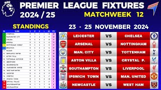 EPL FIXTURES TODAY  Matchweek 12 • EPL Table Standings Today • Premier League Fixtures 202425 [upl. by Watts267]