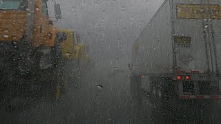 Driving HEAVY RAIN and Thunder Sleep in Vehicle Noise for Relax Study Homework [upl. by Aynor]