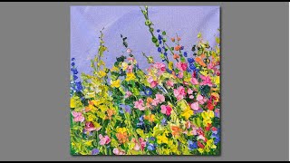 Acrylic Wildflower Painting Palette Knife painting techniques [upl. by Brigid]