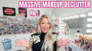 HUGE MAKEUP DECLUTTER amp ORGANIZATION 2023 😱 GETTING RID OF ALL MY MAKEUP  KELLY STRACK [upl. by Trabue]