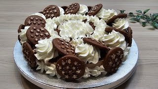 TORTA PAN DI STELLE GOLOSISSIMA FACILE E VELOCE  DOLCI SENZA COTTURA  TORTA PANNA E NUTELLA [upl. by Medlin828]