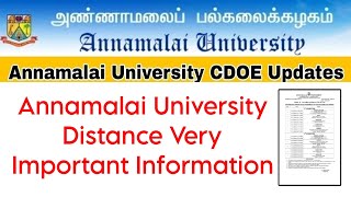 Annamalai University CDOE Important Updates For All Semester Students 👍 [upl. by Ianthe]