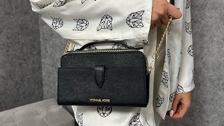 MICHAEL KORS Jet Set Medium Saffiano Leather Smartphone DoubleZip Crossbody Bag black [upl. by Sunshine]